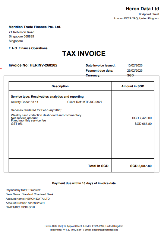 Sample AR OCR invoice screen preview